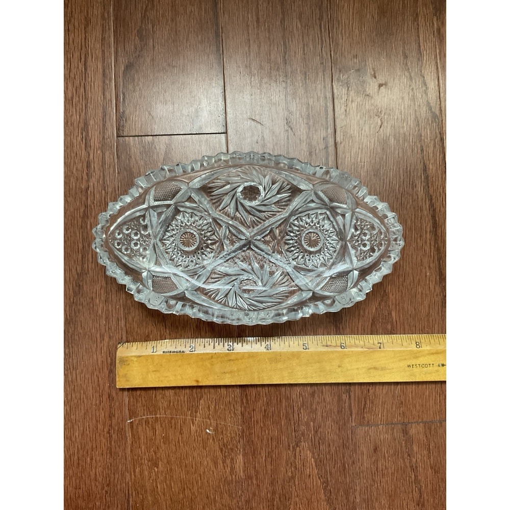 American Brilliant Two Part Period Cut‎ Glass  7 1/2" Long